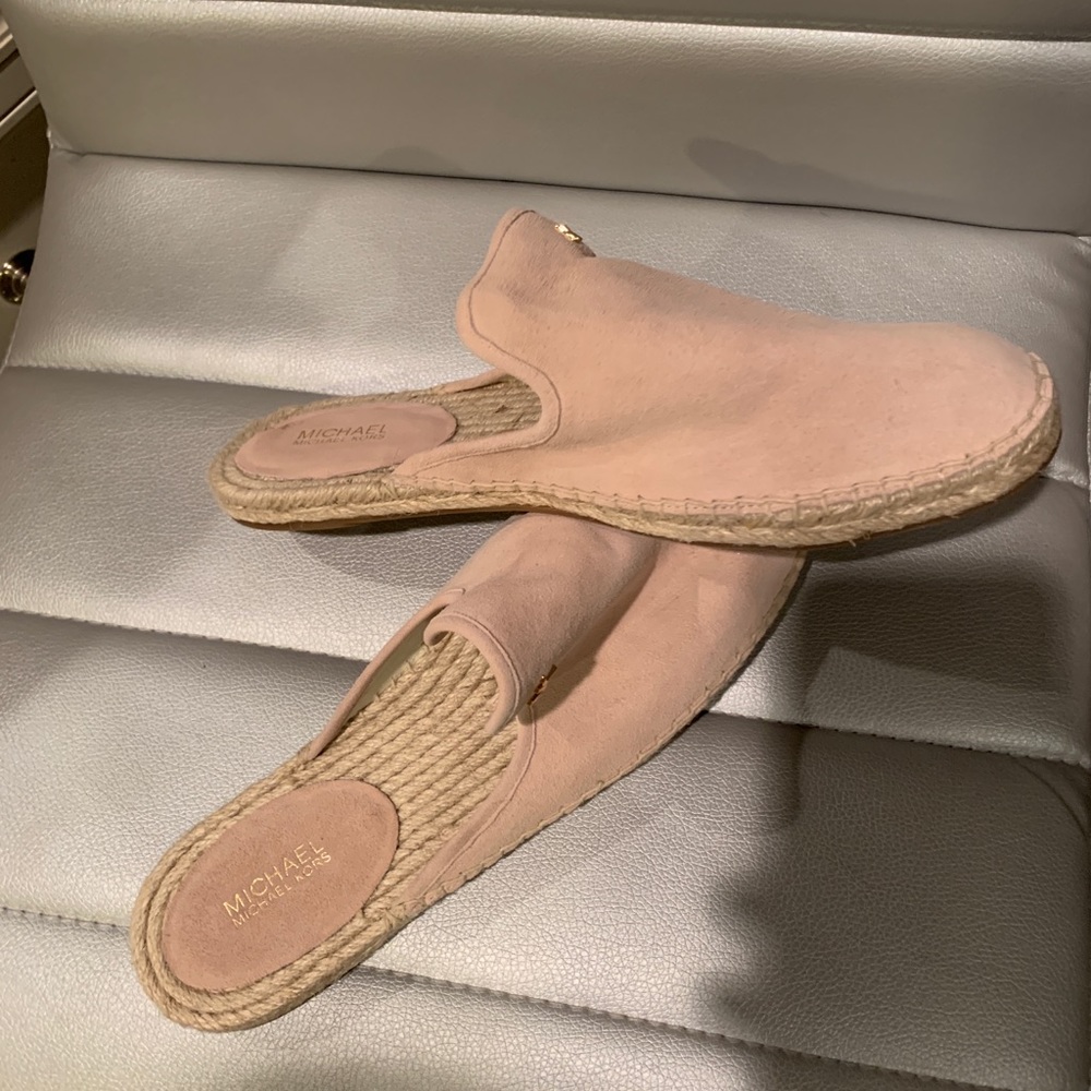 Michael kors hasting suede espadrille slide blush